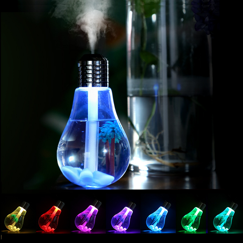 Máy phun sương tạo ẩm hình bóng đèn led đổi màu