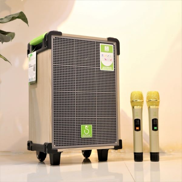 Loa karaoke SOK 338 - loa 2.5 tấc - kèm 2 micro không dây