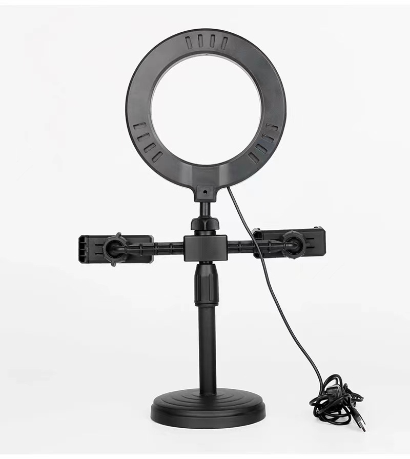 Đèn livestream 6 in cao 16cm 2 khung điện thoại
