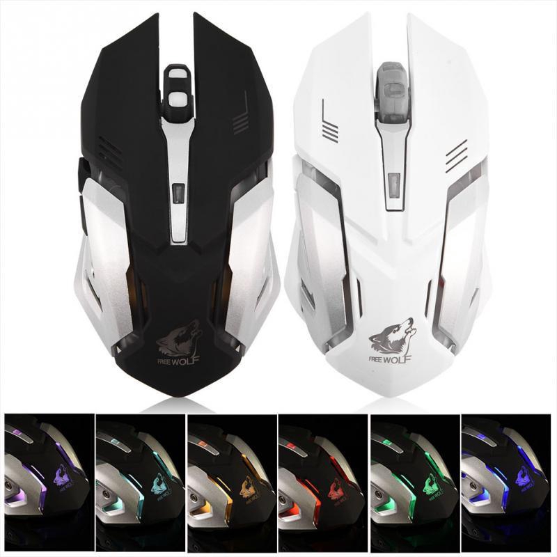 Chuột dây FreeWolf 5 nút chính hãng có led 3 màu chuyên game đế kim loại