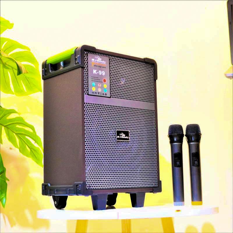 Loa karaoke Kiomic K99 loa bass 2 tấc 2 mic không dây chính hãng