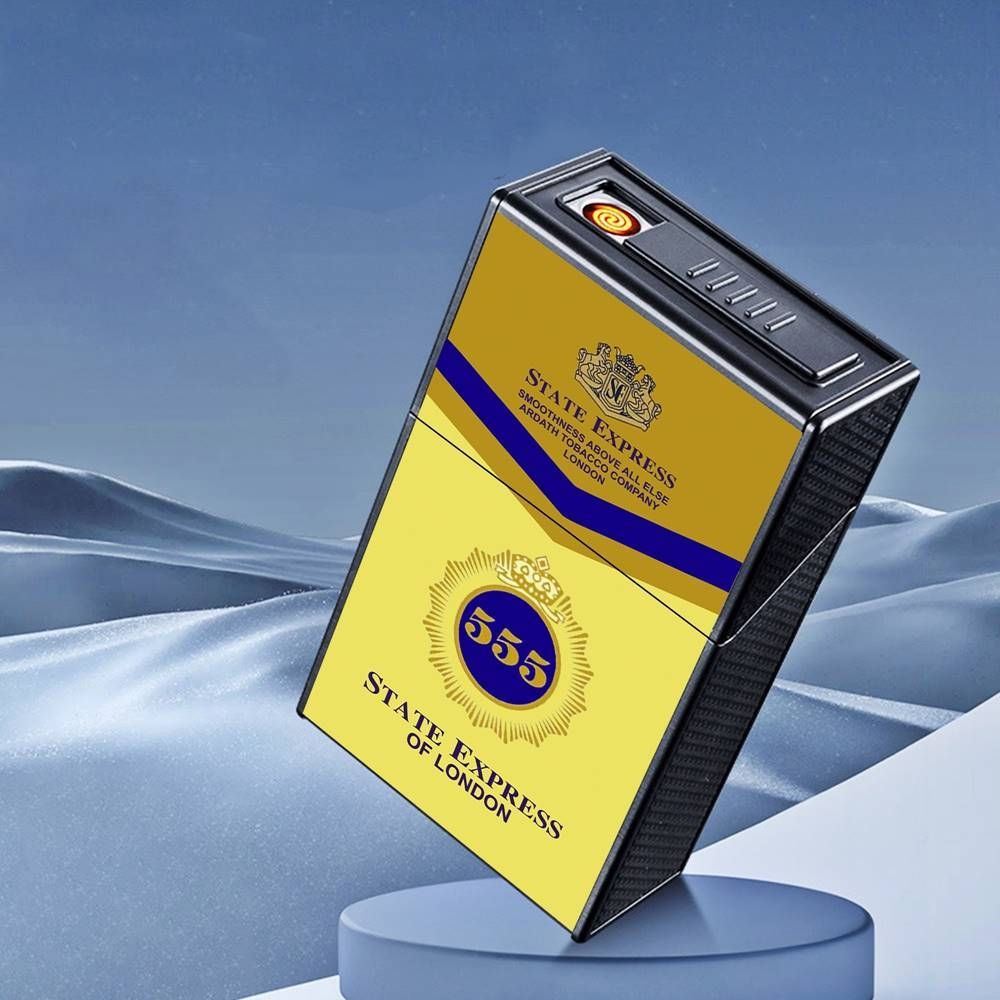 Bật lửa điện kiêm gói thuốc in nhãn hiệu 555