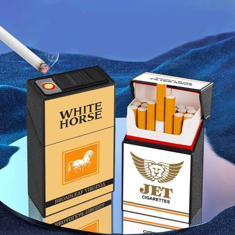 Bật lửa điện kiêm gói thuốc in nhãn hiệu WhiteHorse