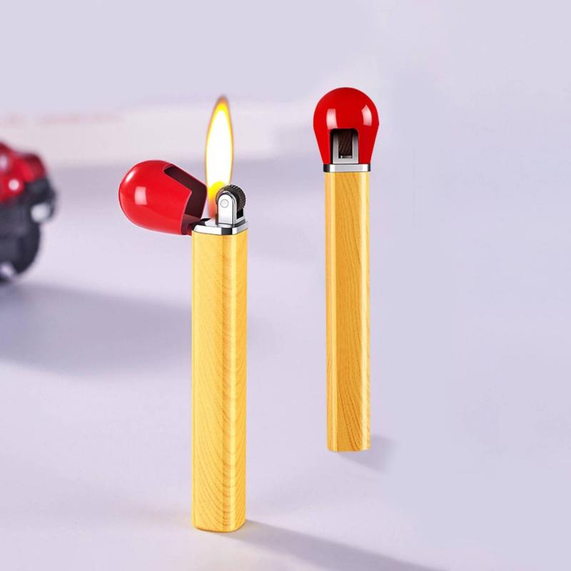 Bật lửa hình que diêm gas đá rãnh tay kim loại
