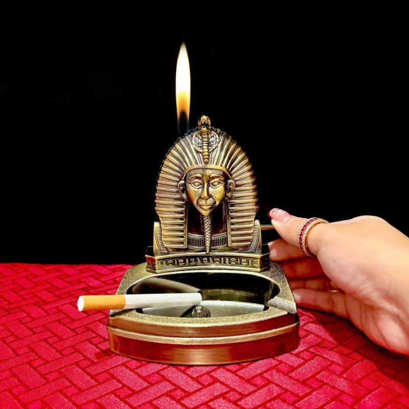 Bật lửa gạt tàn hình Pharaon Ai Cập kiêm bật lửa để bàn xài gas