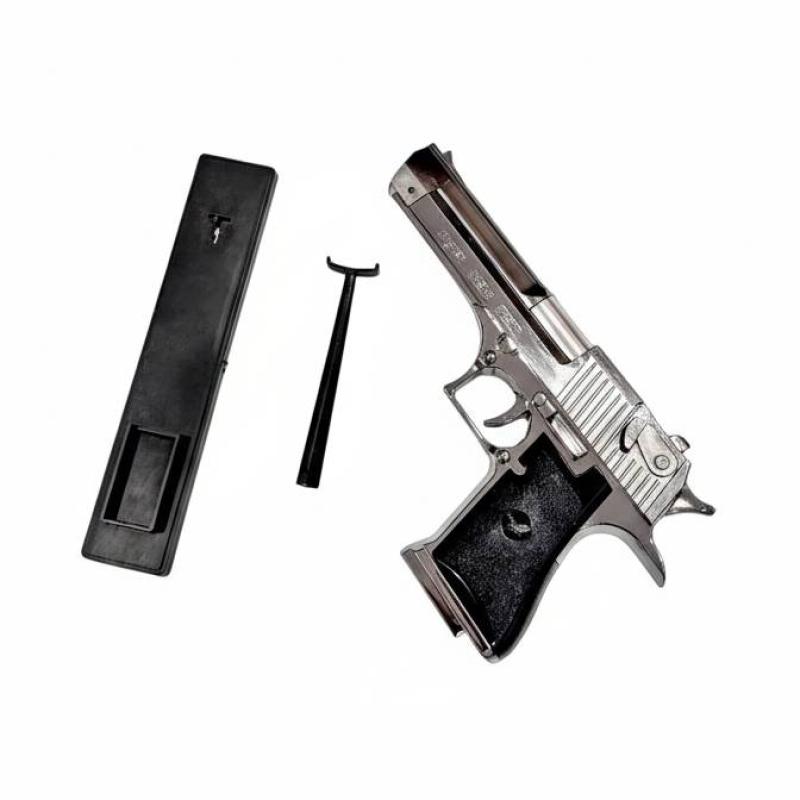 Bật lửa hình súng K54 kim loại có giá đỡ 22cm màu bạc
