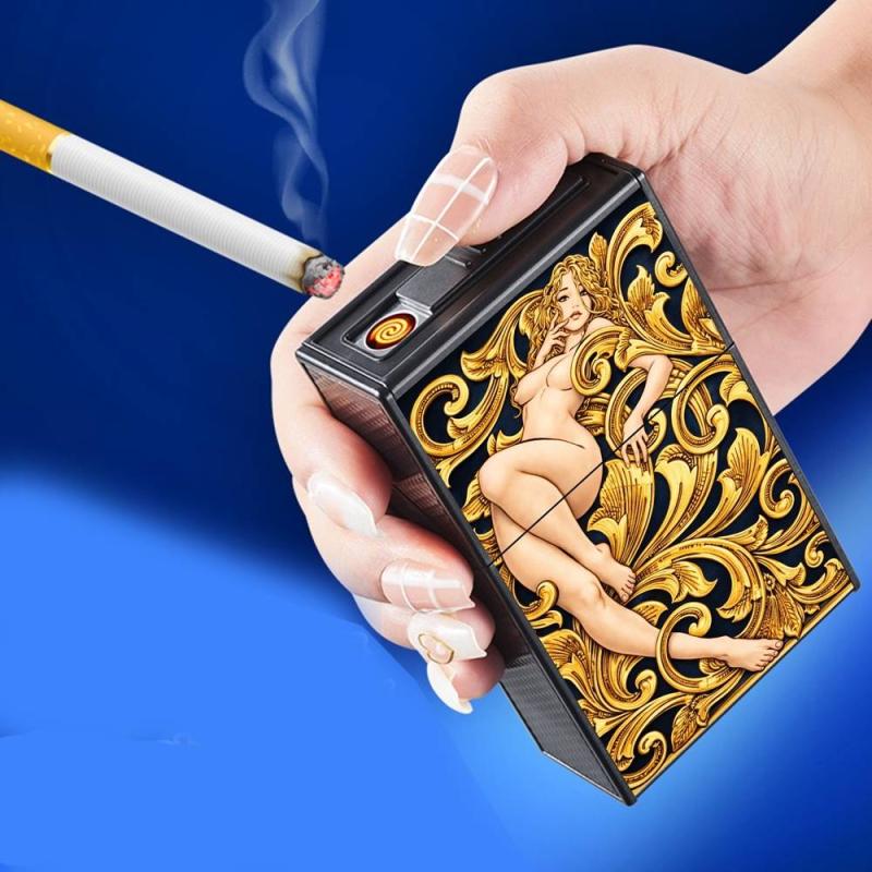Bật lửa điện hộp thuốc hình cô gái sexy girl 20 điếu