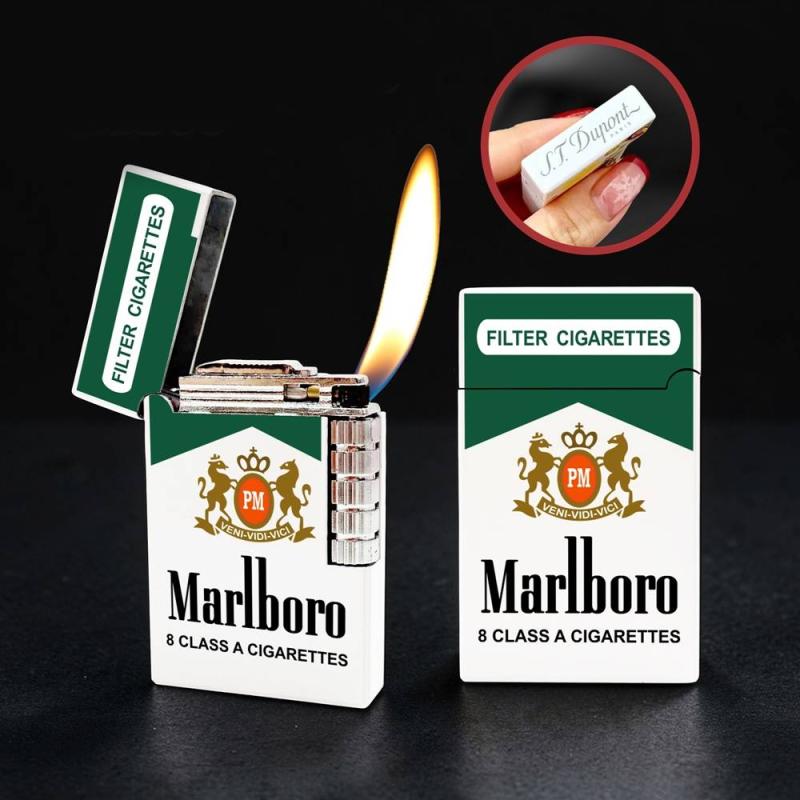 Bật lửa Dupont hình bao Marlboro xanh M-96 gas