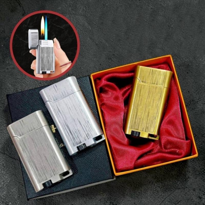 Bật lửa Dolphin 2 chế độ lửa vân xước có hộp gas