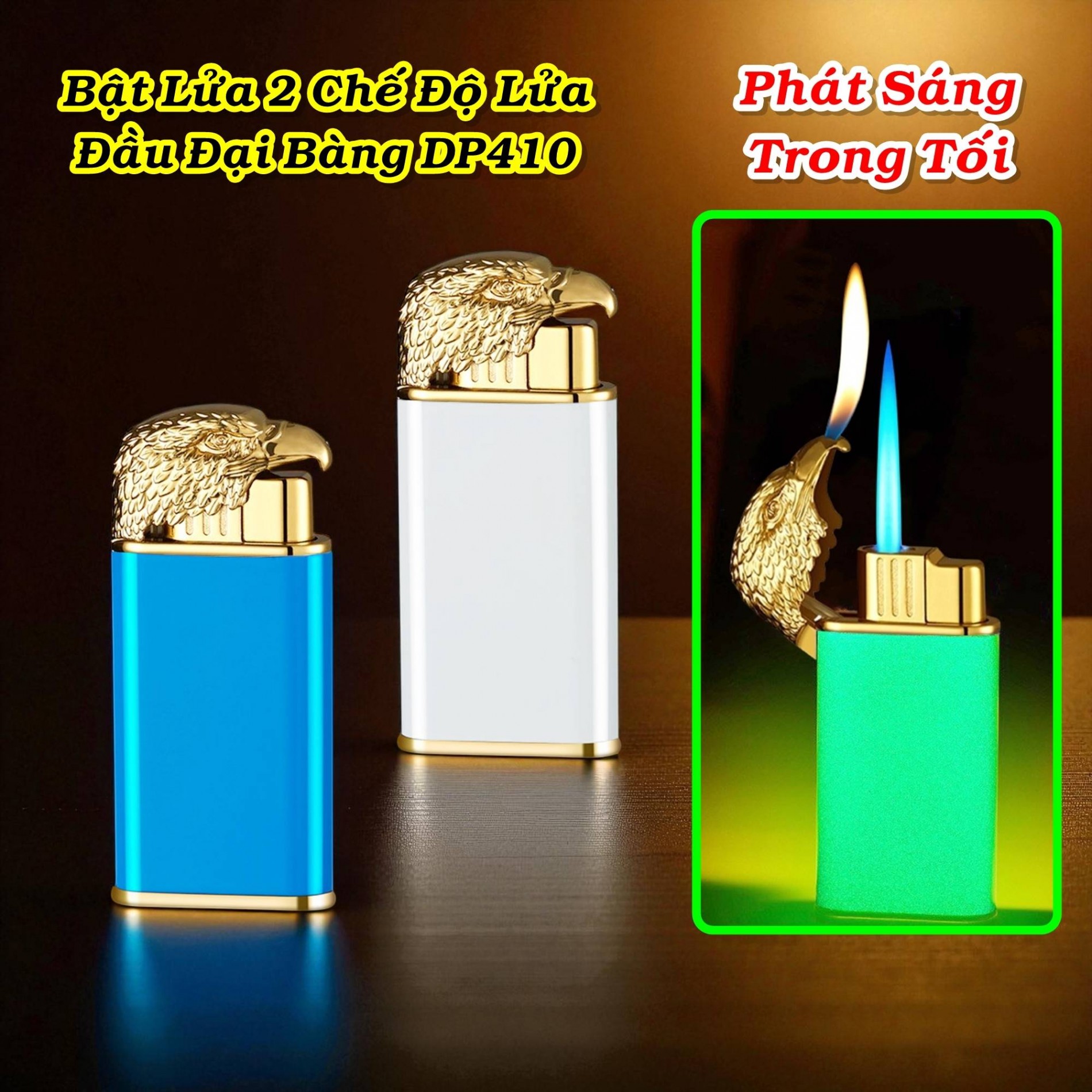 Bật lửa 2 chế độ hình đại bàng DP410 dạ quang gas