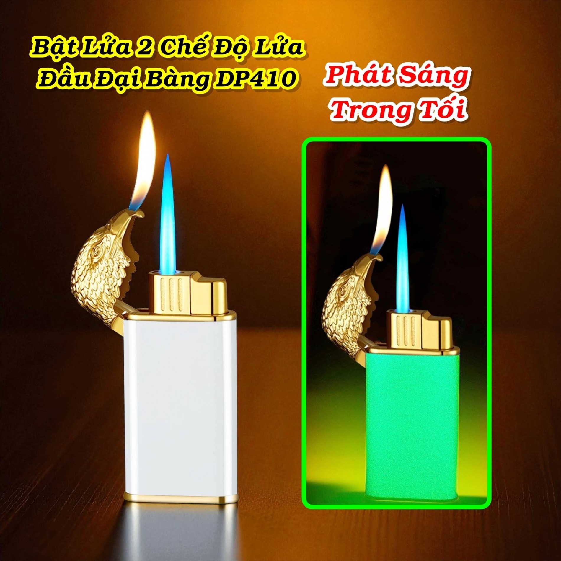 Bật lửa 2 chế độ hình đại bàng DP410 dạ quang gas