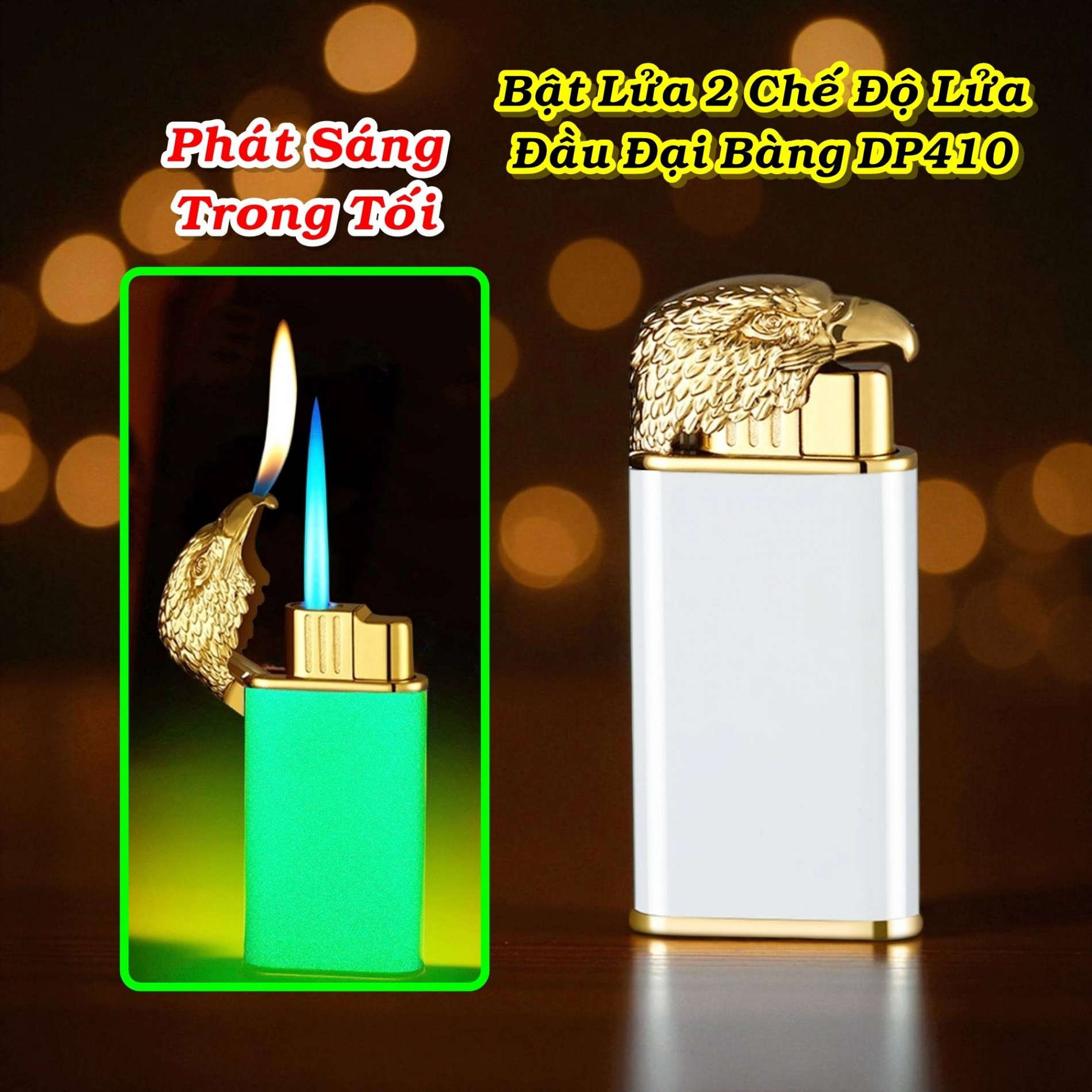 Bật lửa 2 chế độ hình đại bàng DP410 dạ quang gas