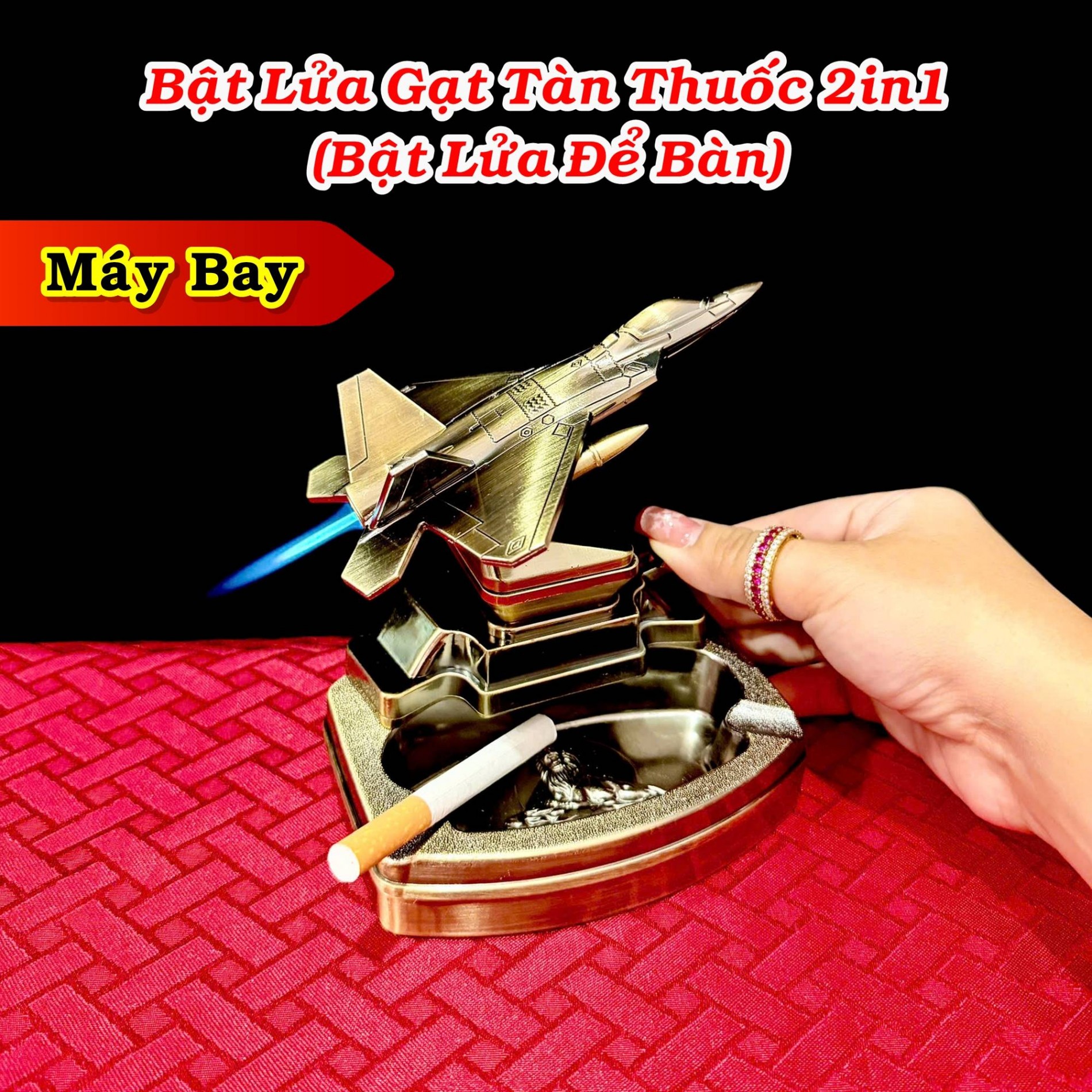 Bật lửa gạt tàn hình Pharaon Ai Cập kiêm bật lửa để bàn xài gas