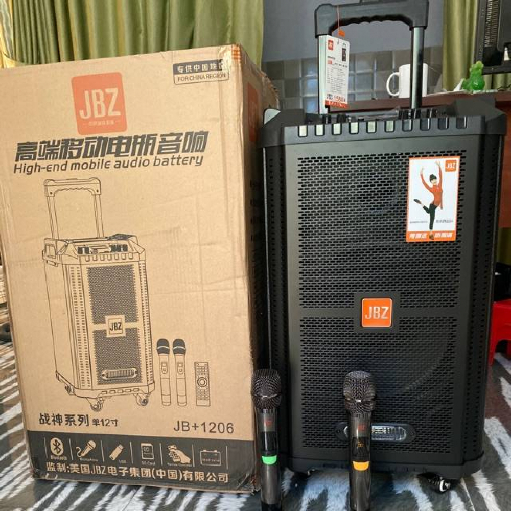 Loa karaoke di động JBZ 1206 kèm 2 micro không dây