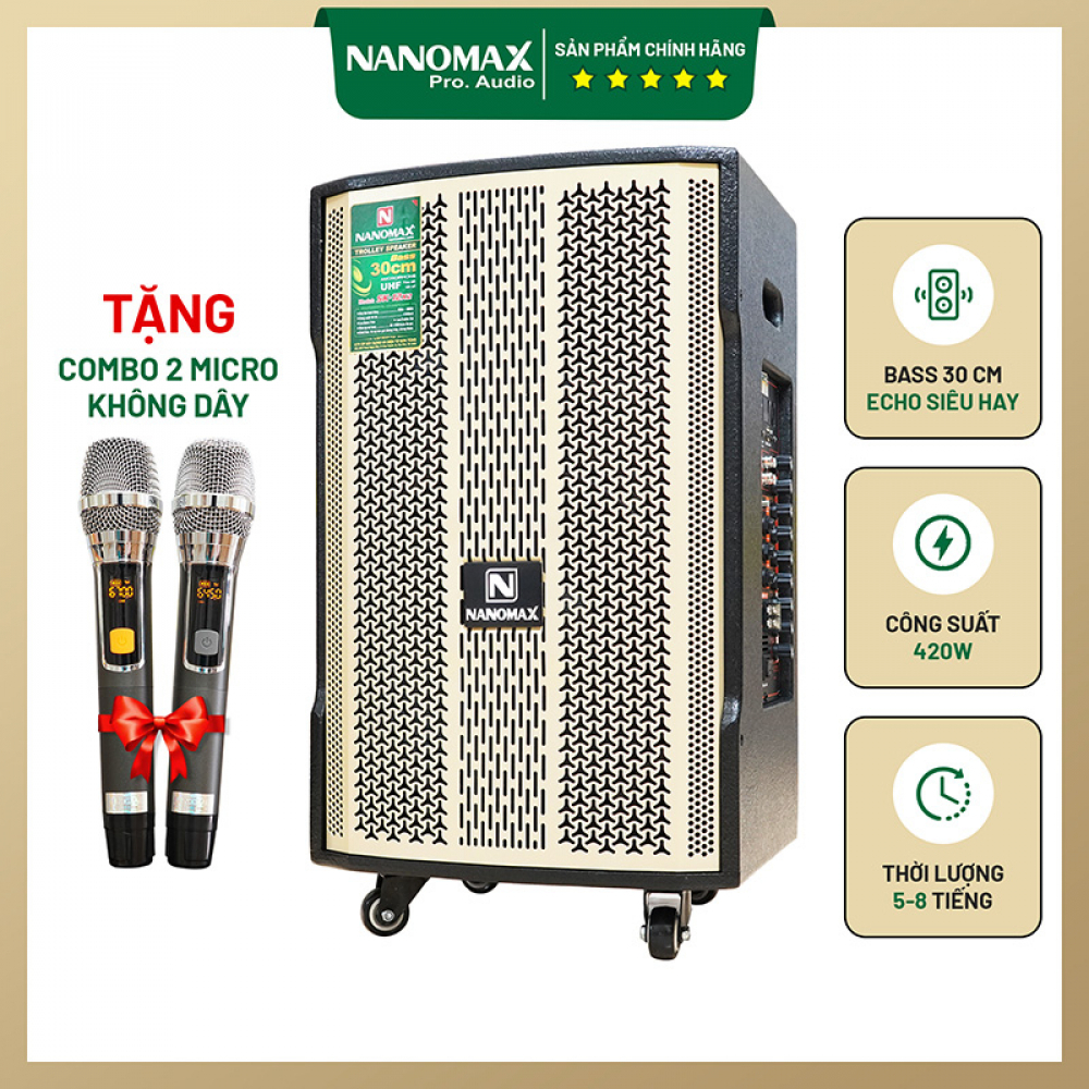 Loa kéo Nanomax SK-12X2 kèm 2 micro không dây