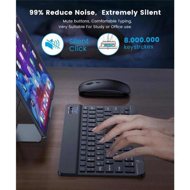 Combo bàn phím chuột bluetooth KIT 10 inch cho điện thoại, máy tính bảng