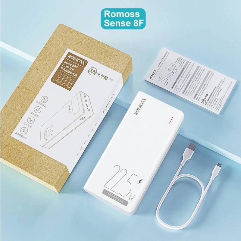 Pin sạc dự phòng 22.5w sạc nhanh Romoss Sense 8F 30.000mAh QC3.0+ PD chính hãng