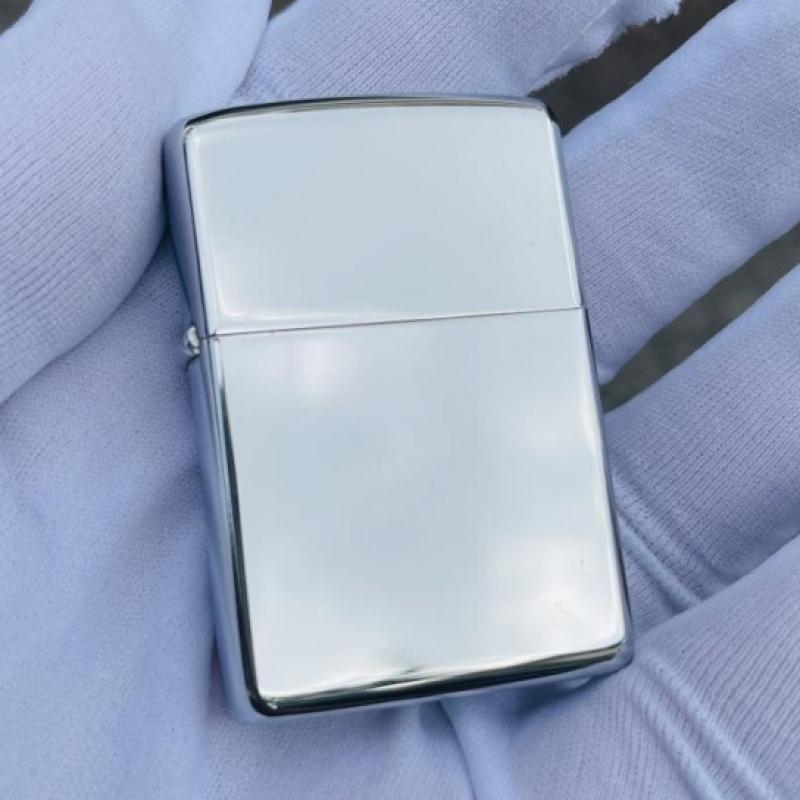 Hộp quẹt Zippo trơn bóng màu trắng bạc