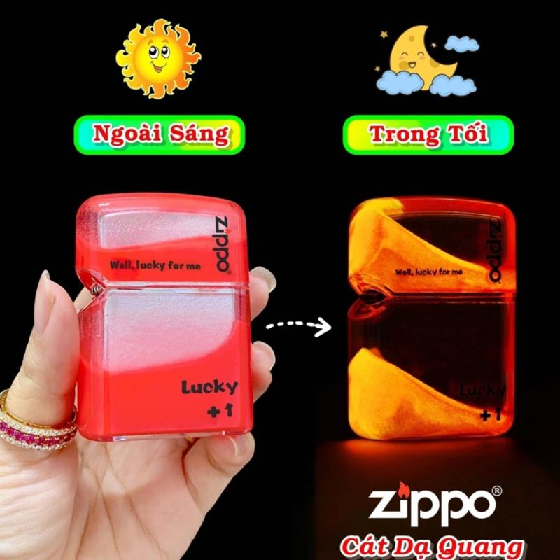 Bật lửa Zippo cát dạ quang màu hồng