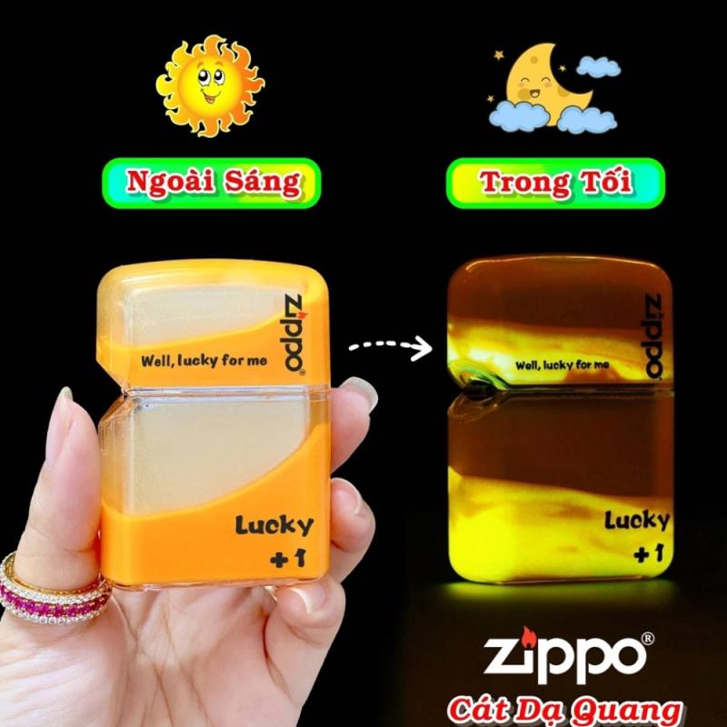 Bật lửa Zippo cát dạ quang màu cam