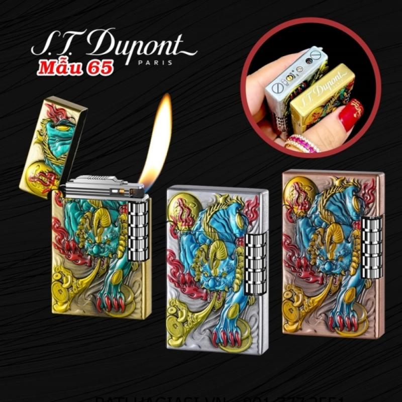 Bật lửa dupont sơn mài hình tỳ hưu giữ tiền xài gas