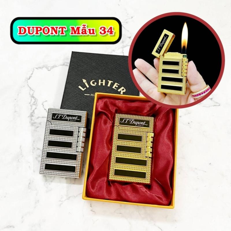 Bật lửa dupont vân kim cương sọc đen m-34 có hộp gas