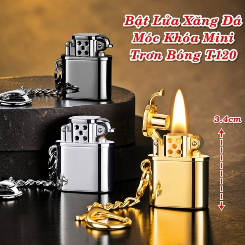 Bật lửa xăng đá móc khoá mini trơn bóng T120