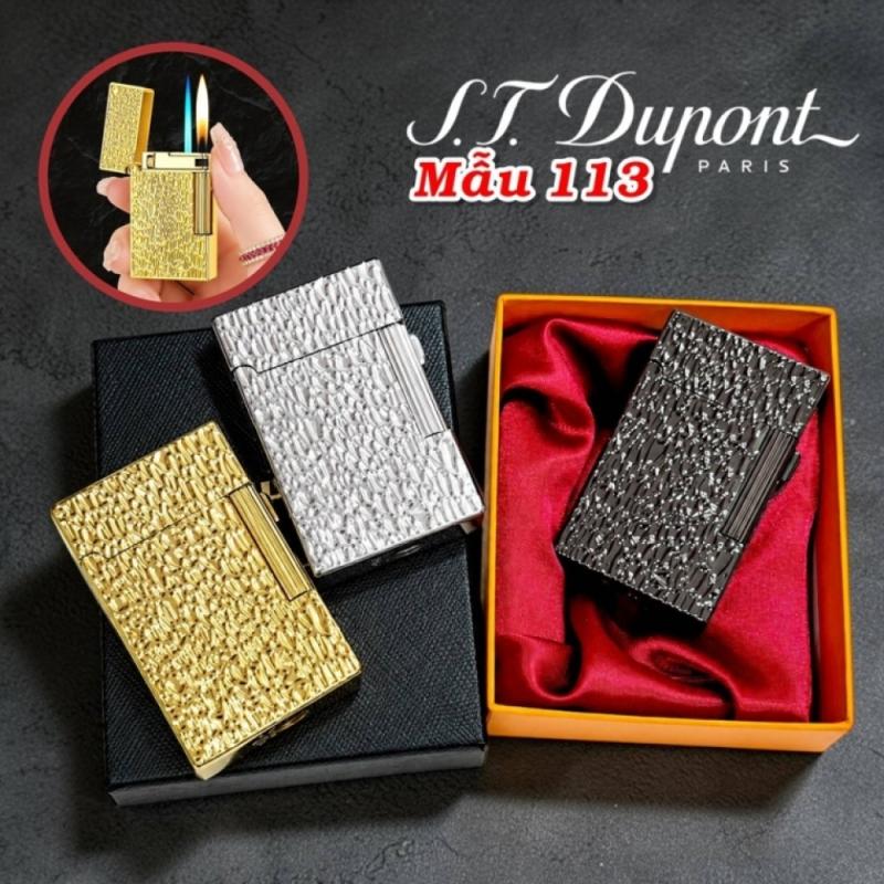 Bật lửa Dupont 2 chế độ lửa vân gõ búa m-113 có hộp gas