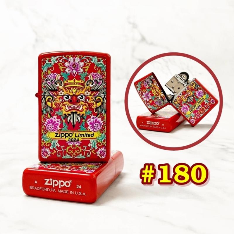 Bật lửa Zippo 2 mặt hình rồng chúc tết có mộc đáy xài xăng