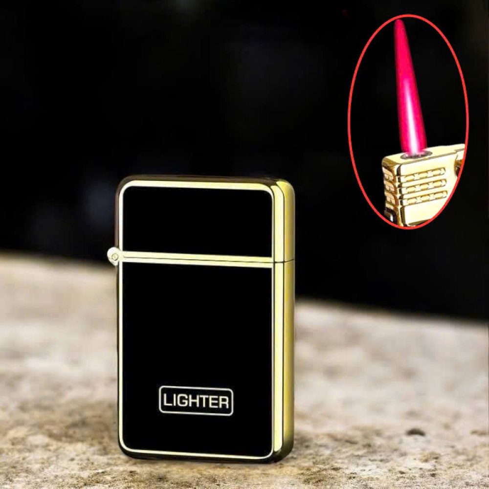 Bật lửa Lighter sơn mài vuông màu đen dùng gas